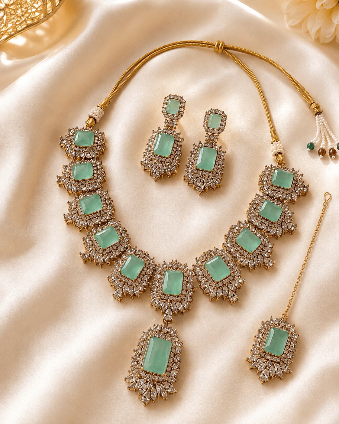 Mehr Mint Kundan Set