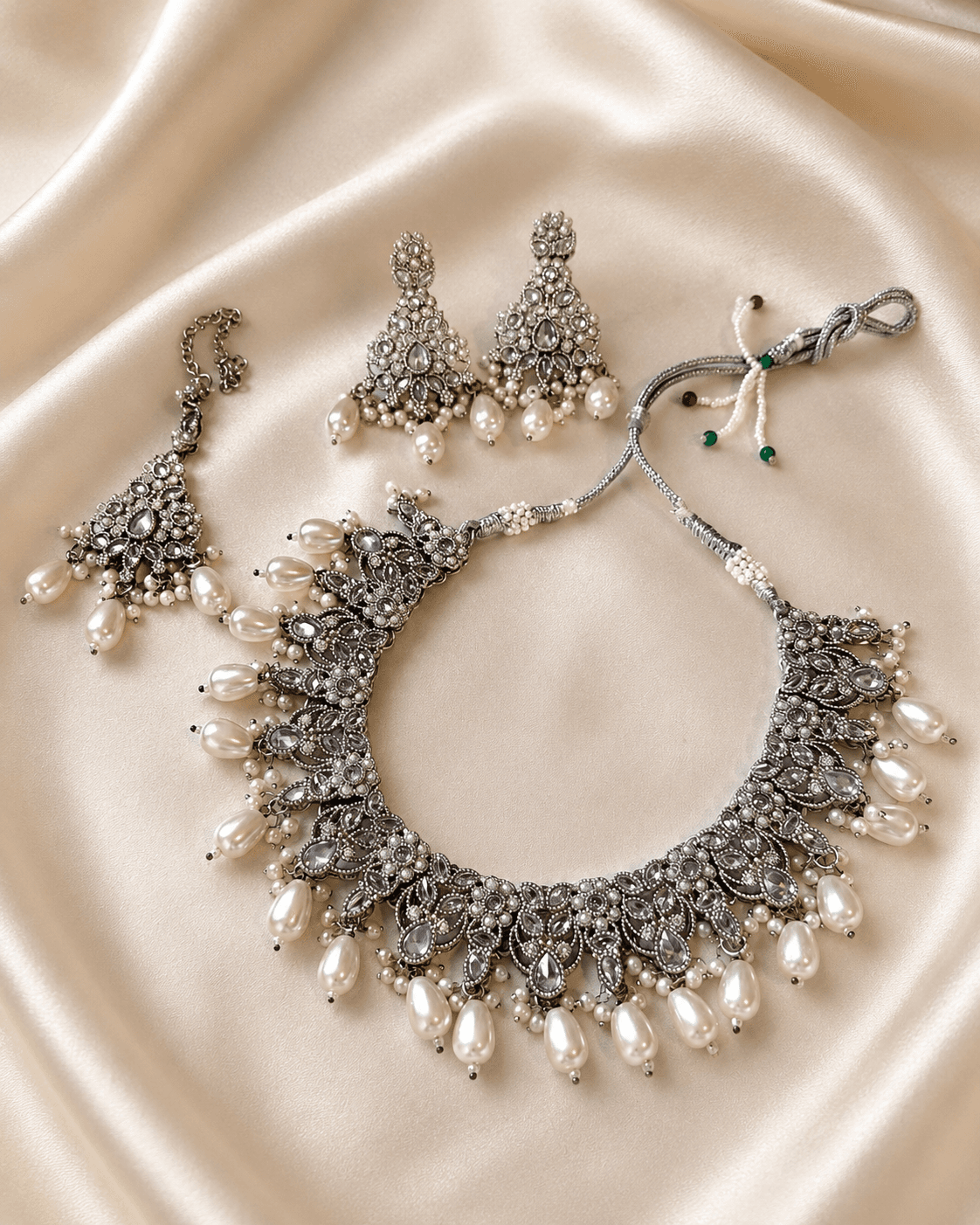 Zehra Silver Pearl Set