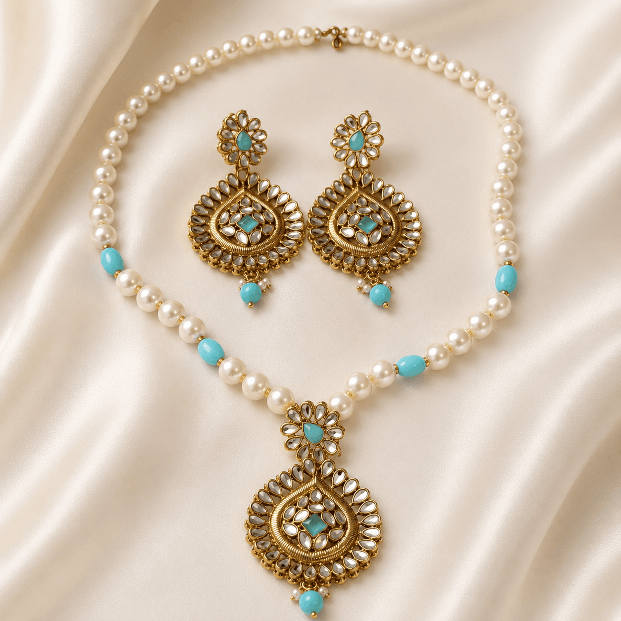 Noor Pearl Kundan Set