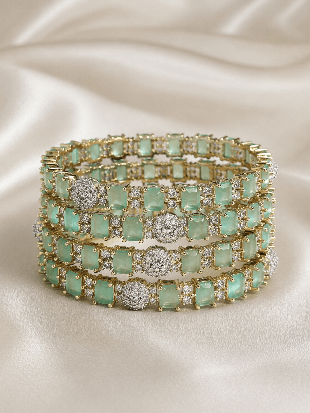 Rivaa Mint Stone Bangle Set