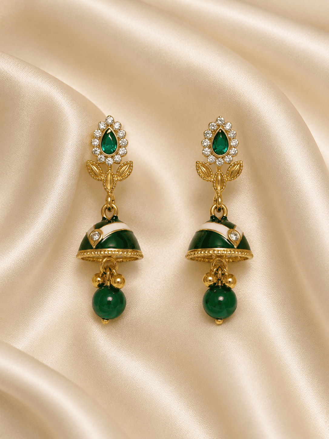 Emerald Meena Jhumkas